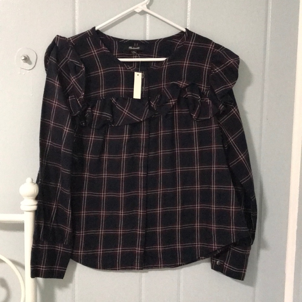 Madewell plaid ruffle top *NWT*